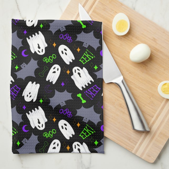 Paño De Cocina Boo Ghosts Halloween (Doblado Cuarto)
