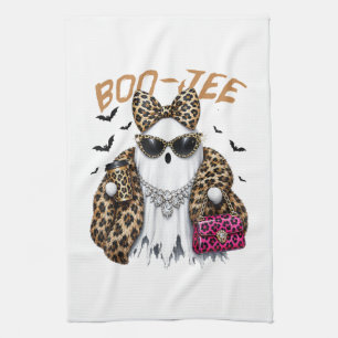 Paño De Cocina Boo-JEE Fantasma Leopard Coquette Halloween