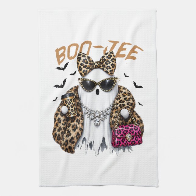 Paño De Cocina Boo-JEE Fantasma Leopard Coquette Halloween (Vertical)