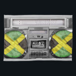 Paño De Cocina Boombox de Jamaica<br><div class="desc">Hola,  esta escuela vieja del diseño y fresco represente un boombox del vintage juntado con la bandera de la Jamaica. ¡Divertido y swag le seguirá por todas partes!</div>