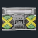 Paño De Cocina Boombox de Jamaica<br><div class="desc">Hola,  esta escuela vieja del diseño y fresco represente un boombox del vintage juntado con la bandera de la Jamaica. ¡Divertido y swag le seguirá por todas partes!</div>