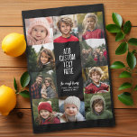 Paño De Cocina Borde de 10 Collages de fotos - Bloques de texto b<br><div class="desc">Un gran borde fotográfico con el tipo en el centro. Utilice fotos de 10 cuadrados y haga un regalo único y moderno con un tipo de letra de bloque retro para el texto principal. Si necesita mover algo,  haga clic en el botón personalizar para realizar cambios.</div>