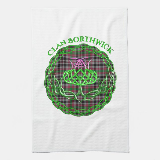 Paño De Cocina Borthwick Scottish Tartan Celtic Thistle (Vertical)