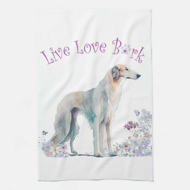 Paño De Cocina Borzoi Dog Mom Floral (Vertical)