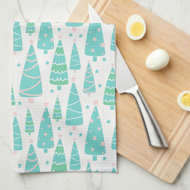 Paño De Cocina Bosque de árboles de Navidad Pastel (Doblado Cuarto)