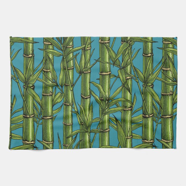 Paño De Cocina Bosque de bambú en azul (Horizontal)