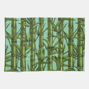 Paño De Cocina Bosque de bambú en azul claro