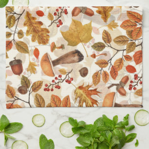 Paño De Cocina Bosque otoñal en blanco roto