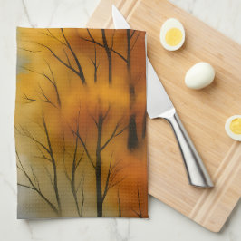 Paño De Cocina Bosque Rústico Otoño - Acuarela Caída