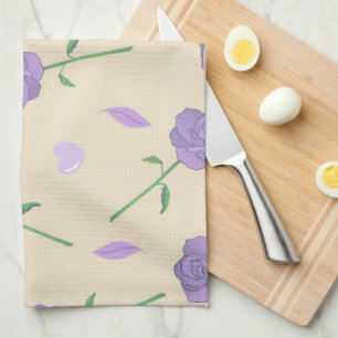 Paño De Cocina Botánica floral tropical beige-púrpura