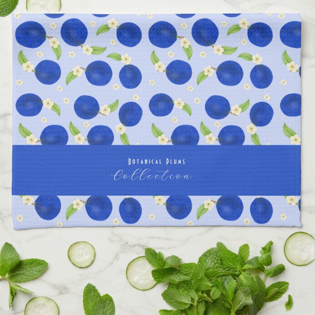 Paño De Cocina Botanical Plums Collection Blue (Doblado)