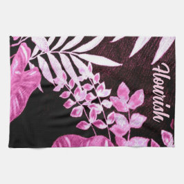 Paño De Cocina Botanical Tropical Leaves Palm Pink Personalized