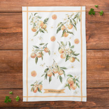 Botánico Floral de Acuarela Naranja Monograma