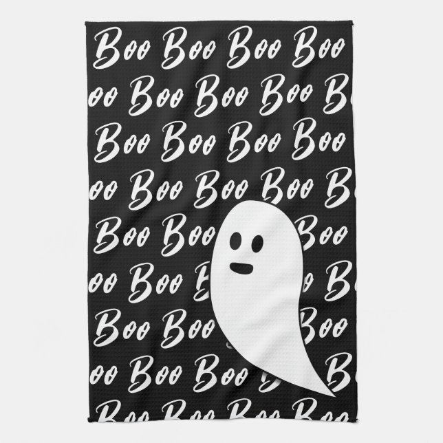 Paño De Cocina Bote blanco negro de Ghost Halloween (Vertical)