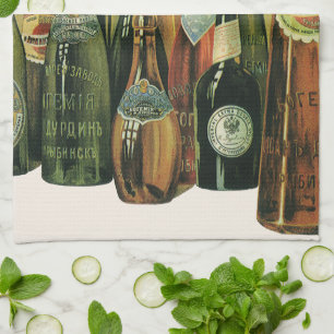 Paño De Cocina Botellas de cerveza importadas de vintage, alcohol