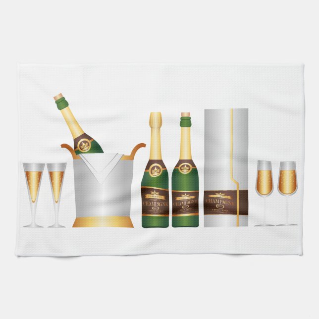 Paño De Cocina botellas de champán (Horizontal)