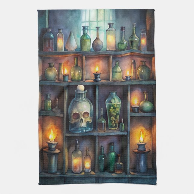 Paño De Cocina Botellas de poción gótica - Brujería de fantasía o (Vertical)