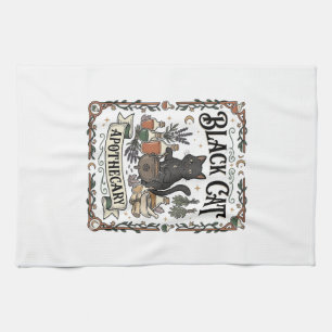 Paño De Cocina Botica de Gato Negro Bruja Mística Apothecary