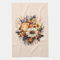 Bouquet de flores grises amarillas naranjas