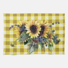 Bouquet de girasol en Yellow Gingham