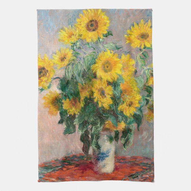 Paño De Cocina Bouquet de girasoles por arte impresionista monet (Vertical)