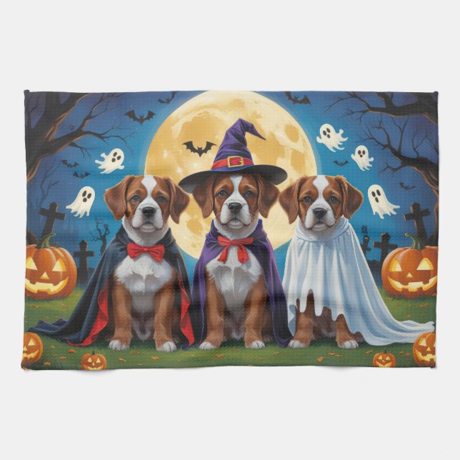 Paño De Cocina Bouviers Des Flandres Dogs Pumpkin Halloween Funny (Horizontal)