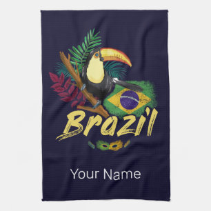 Paño De Cocina Brasil Vintage Toucan Flag Samba Mask Souvenir