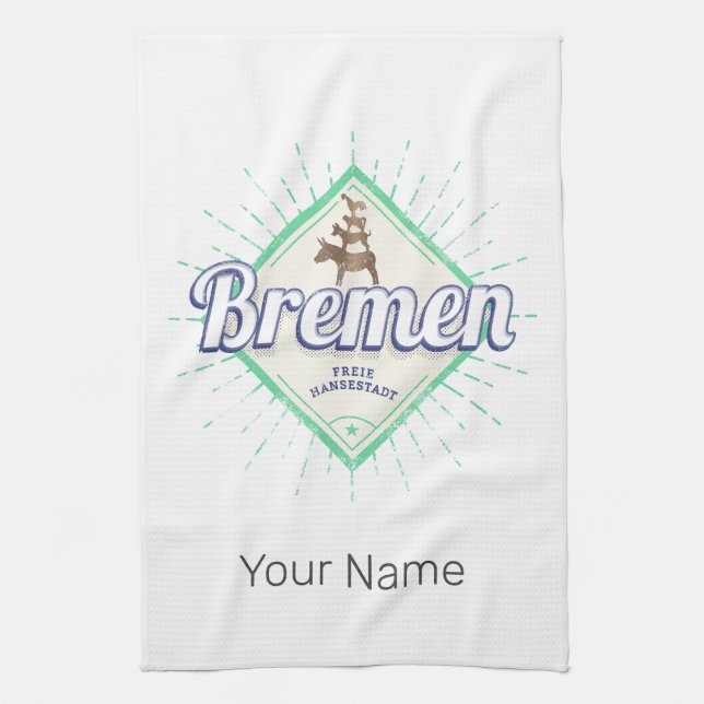 Paño De Cocina Bremen City Alemania Ciudad Retro Ciudad Música Vi (Vertical)