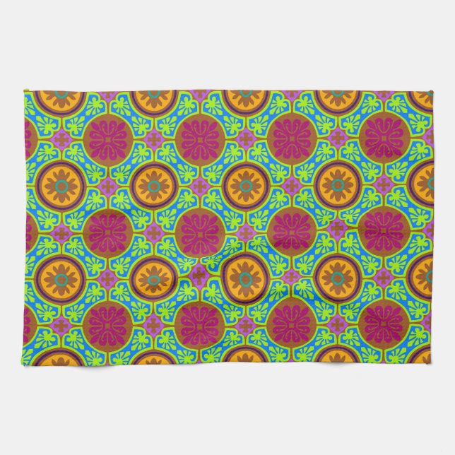 Paño De Cocina Bright Aztec Tile (Horizontal)