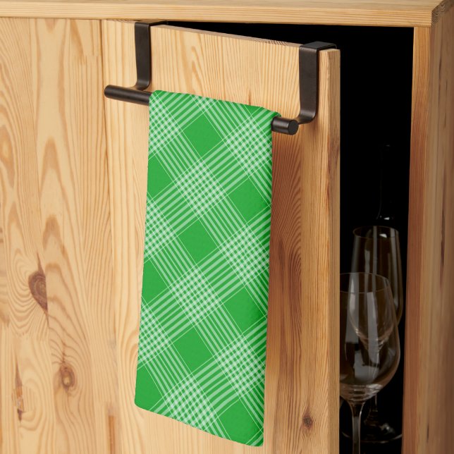 Paño De Cocina Bright Green Plaid Checked Pattern (Pliegue de tercios)