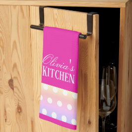 Paño De Cocina Bright Pink and Pola Dots