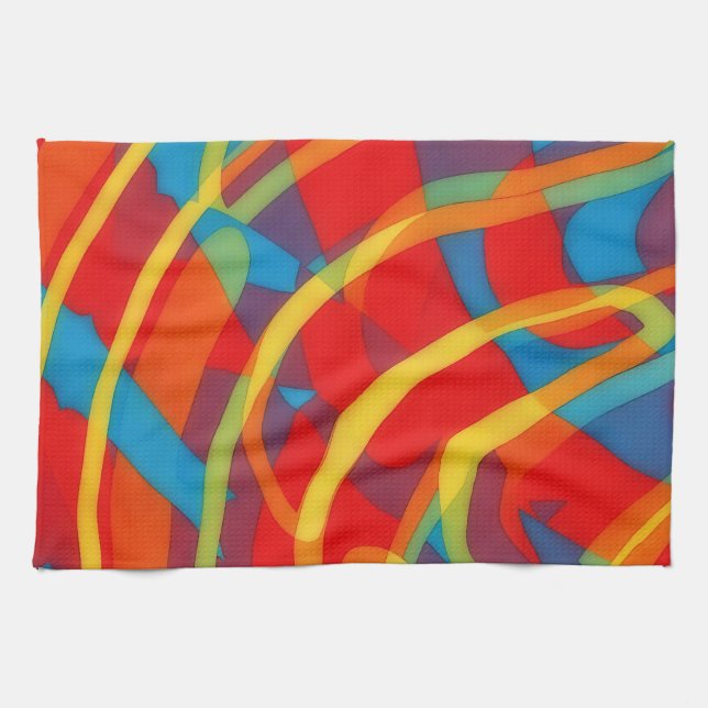 Paño De Cocina Bright Psychedelic Vibes Abstract Art Towel (Horizontal)