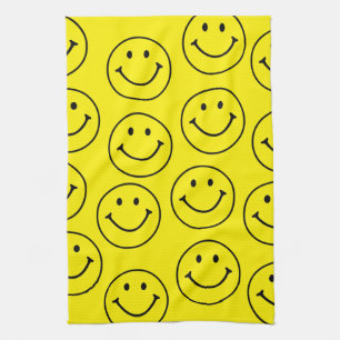 Paño De Cocina Brillante Amarillo Feliz Cara Sonriente