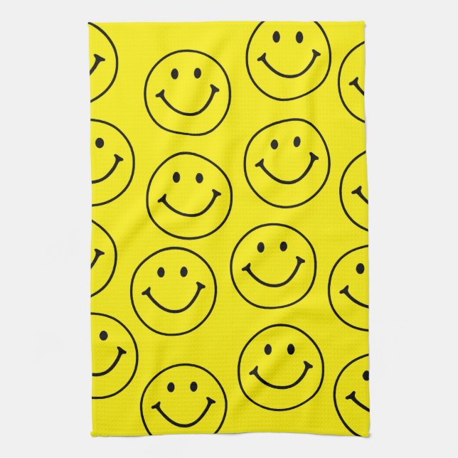 Paño De Cocina Brillante Amarillo Feliz Cara Sonriente (Vertical)