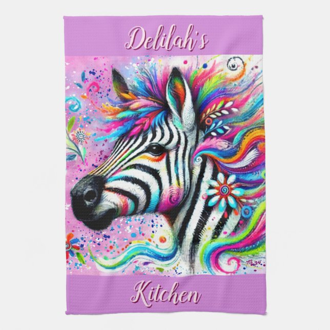 Paño De Cocina Brillante margarita verde Verde azulada de cebra f (Vertical)