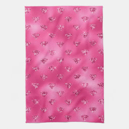 Paño De Cocina Brillante Rosa Glam Diamantes Brillantes