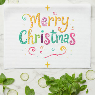 Paño De Cocina Brillante y fresco Feliz Navidad