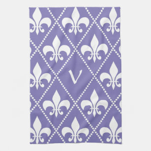 Paño De Cocina Brilliant Purple Fleur de Lis con monograma inicia