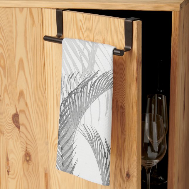 Paño De Cocina Brillo Gris Negro Fenómeno de la palma 1 (Pliegue de tercios)