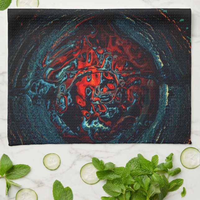 Paño De Cocina Brillo rojo del Océano Inferno (Doblado)