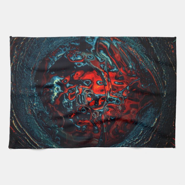 Paño De Cocina Brillo rojo del Océano Inferno (Horizontal)