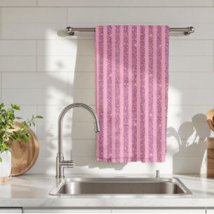 Paño De Cocina Brillo Rosa Rubor Chic Estilo Rayas Verticales