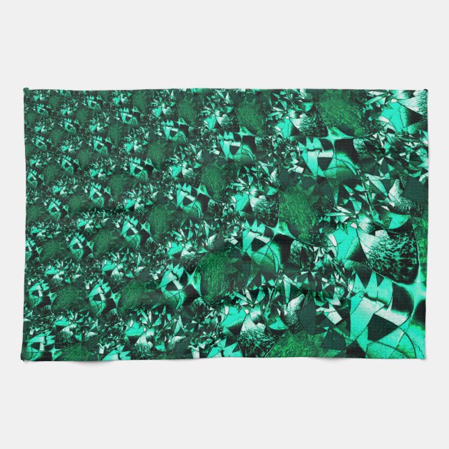 Paño De Cocina Brillo, tonos verdes de relieve (Horizontal)