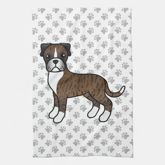 Paño De Cocina Brindle Boxer Cute Cartog Perro & Paws (Vertical)