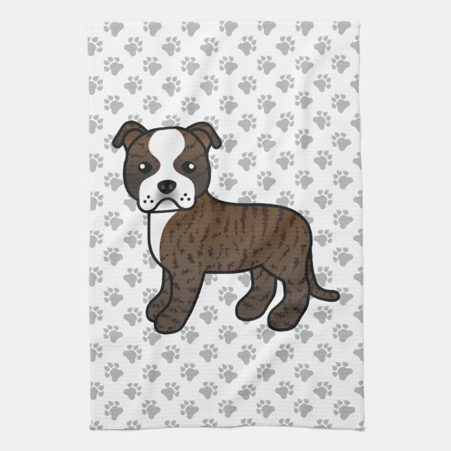 Paño De Cocina Brindle Y White Staffordshire Bull Terrier Dog (Vertical)