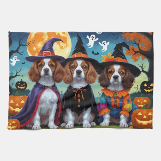 Paño De Cocina Brittany Spaniel Dogs Pumpkin Halloween Funny (Horizontal)