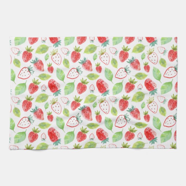 Paño De Cocina Brotes de fresas rojas y verdes (Horizontal)