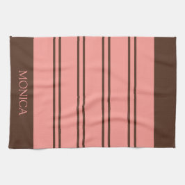 Paño De Cocina  Brown Pink Stripes Script Name Kitchen Towels