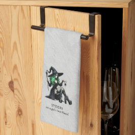 Paño De Cocina Bruja de Alfiler Verde