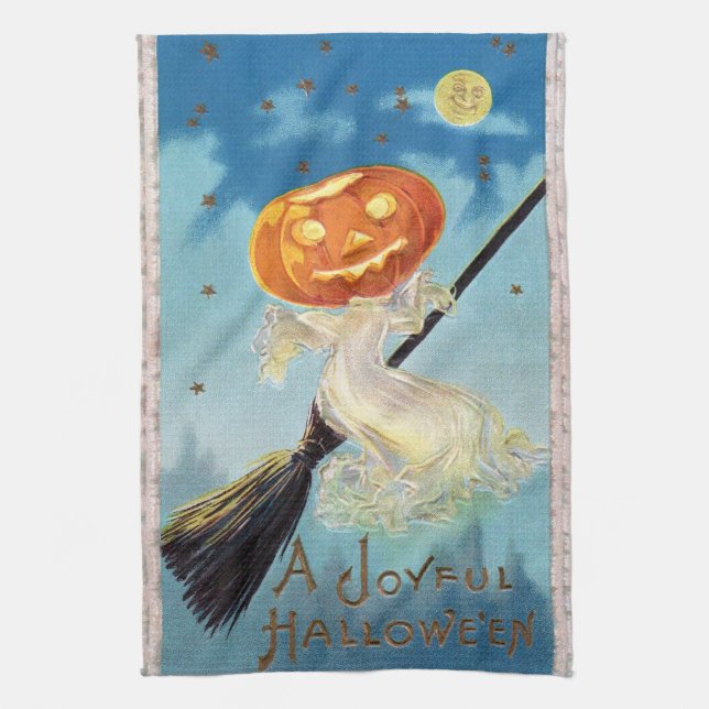 Paño De Cocina Bruja del fantasma de la calabaza (Vertical)
